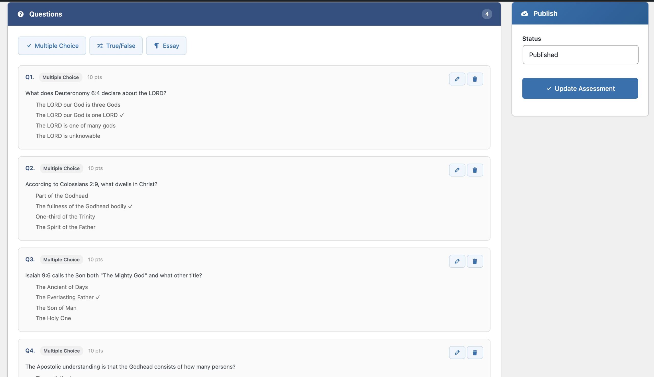 Admin add a question