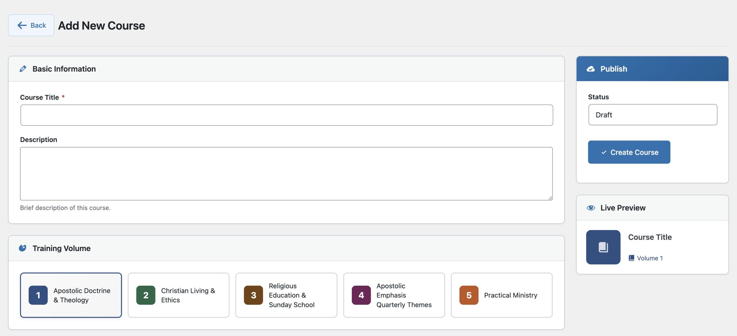 Admin New Course image