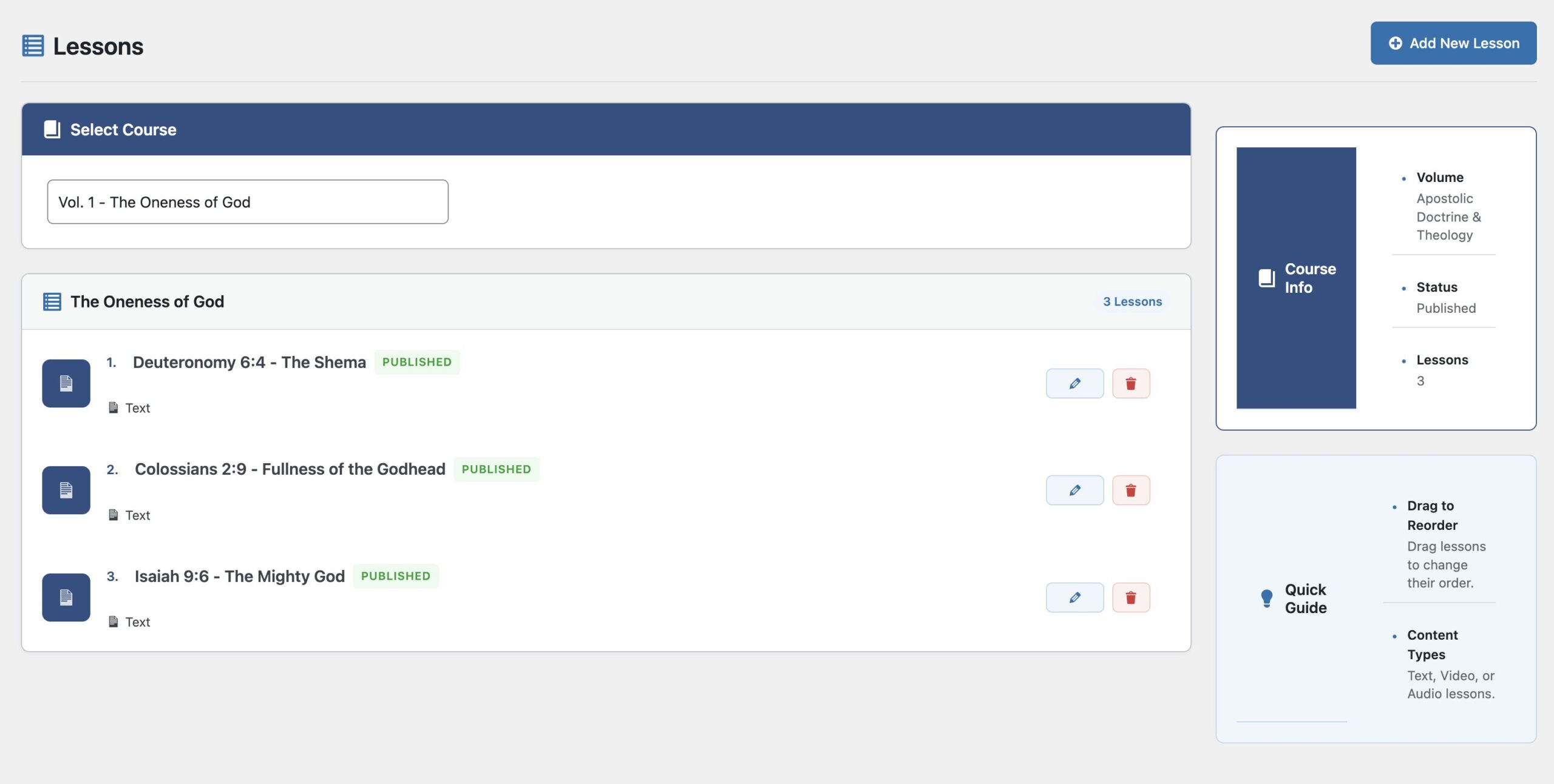 New Lesson admin image
